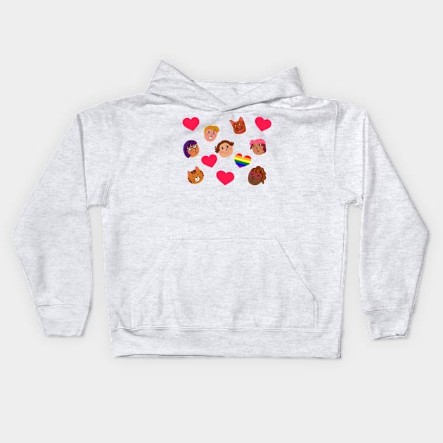 Happy Valentine's concept. Friendship and love between people and pets animal. Kids Hoodie by Nalidsa